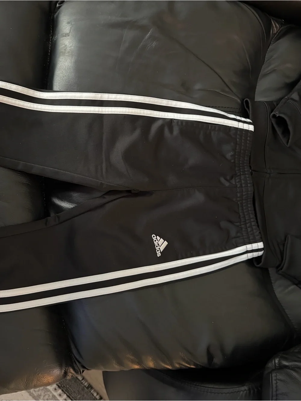 Adidas Kids Black Track Pants - Black with White Stripes 2T